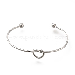 Non-Tarnish 304 Stainless Steel Knot Cuff Bangles for Women&nbsp;BJEW-M233-04P