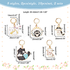 Cat & Paw Print Alloy Enamel Pendant Stitch Markers&nbsp;HJEW-AB00352