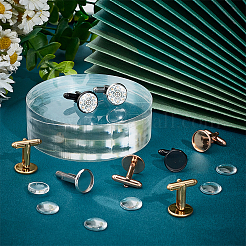 8Pcs 4 Styles 304 Stainless Steel Cufflinks Settings&nbsp;STAS-UN0057-33