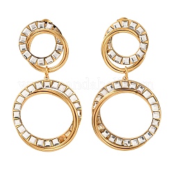 304 Stainless Steel & Glass Dangle Stud Earrings&nbsp;EJEW-T054-07G