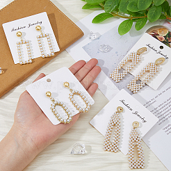 4 Pairs 4 Style Golden Alloy Geometry Dangle Stud Earrings with Plastic Imitation Pearl Beaded for Women&nbsp;EJEW-FI0002-57