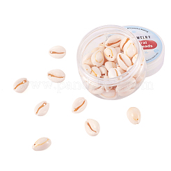 天然カウリーシェルビーズ  貝殻色  17~22x11~16x9~11mm  穴：1mm  約50個/箱&nbsp;BSHE-TA0001-01
