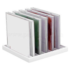 12グリッドプラスチックCD収納ラック  長方形  ホワイト  15.3x15.8x1.45cm  内径：10x13.5のCM&nbsp;AJEW-WH0643-111A