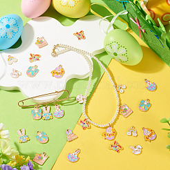 36Pcs 9 Styles Easter Alloy Enamel Pendants&nbsp;ENAM-TA0003-91