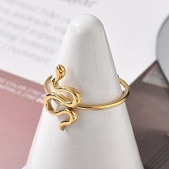 Snake 304 Stainless Steel Open Cuff Ring for Women&nbsp;RJEW-M049-02G