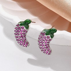 Pepper Brass Micro Pave Cubic Zirconia Stud Earrings&nbsp;EJEW-M077-06P