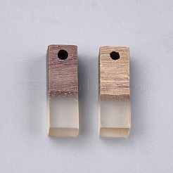 樹脂＆ウォールナットウッドペンダント  長方形  ホワイトスモーク  17x5.5x3~3.5mm  穴：1.5mm&nbsp;RESI-S358-19C