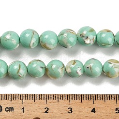 合成石とトロカス貝のビーズ連売りを組み立てたもの  染め  ラウンド  アクアマリン  8~8.5mm  穴：1mm  約49個/連  15.47''（39.3センチメートル）&nbsp;G-B128-08C-02