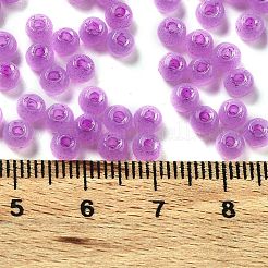 ガラスシードビーズ  模造キャットアイ  ロンデル  ミディアム蘭  4x3.3mm  穴：1.4mm&nbsp;X1-SEED-M011-02A-10