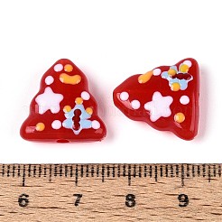 不透明なアクリルビーズ  エナメル  クリスマスツリー  クリムゾン  16.5x16.5x6mm  穴：2.2mm&nbsp;OACR-N152-13A-01
