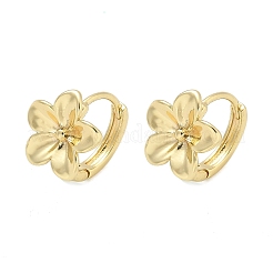 Flower Brass Hoop Earrings&nbsp;EJEW-Z102-01G