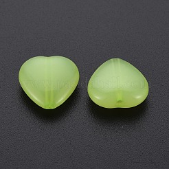 透明なアクリルビーズ  染め  ハート  芝生の緑  13.5x14x6mm  穴：1.5mm  約370個/239g&nbsp;LS-TACR-S154-54E-06