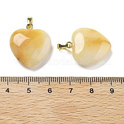 天然トパーズヒスイの​​ペンダント  真鍮パーツ  ハート  22~23x20x5mm  穴：6.5x3.5mm&nbsp;G-G956-B35-G