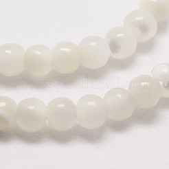 ナチュラルホワイトシェルビーズ  マザーオブパールシェルビーズ連売り  ラウンド  2mm  穴：0.5mm  約170~175個/連  39cm&nbsp;X-G-N0190-11-2mm