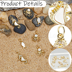 12Pcs 3Styles Brass Micro Pave Cubic Zirconia Pendants&nbsp;KK-BBC0028-53