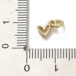 金色の真鍮のチャーム  ジャンプリング付き  ハート  6.5x7x2mm&nbsp;KK-H493-01G-10