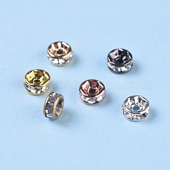 真鍮製ラインストーンスペーサービーズ  グレードAAA  ストレートフランジ  ニッケルフリー  混合金属色  ロンデル  クリスタル  5x2.5mm  穴：1mm  6色  10個/カラー  60個/箱&nbsp;RB-X0013-09-NF