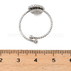 304ステンレススチールカフオープンリング  シェル形状  ステンレス鋼色  usサイズ7（17.3mm）&nbsp;RJEW-D350-01P