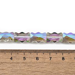 電気メッキガラスビーズセット  長方形  ハーフリアンボウメッキ  多面カット  春の緑  12.5x8x5.5mm  穴：1.2mm  約32個/連  15.98インチ（40.6cm）&nbsp;EGLA-L045-F-HR01