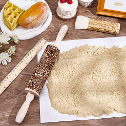 Flower Print Wood Rolling Pin&nbsp;AJEW-WH0314-689C