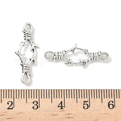 チベットスタイルの合金コネクタチャーム  カドミウムフリー＆鉛フリー  アンティークシルバー  27x10x3mm  穴：3.5x1.5mm&nbsp;FIND-B050-04AS