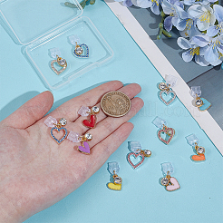 12 個のプラスチックモバイル防塵プラグ  ハート  合金エナメルペンダント付き  ミックスカラー  25~29mm  12個/セット&nbsp;HJEW-OC00195