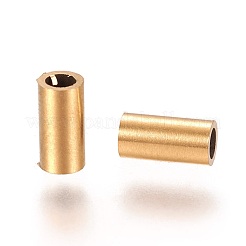イオンプレーティング（IP）304ステンレス鋼チューブビーズ  ゴールドカラー  6x3mm  穴：2mm&nbsp;STAS-L216-23E-G