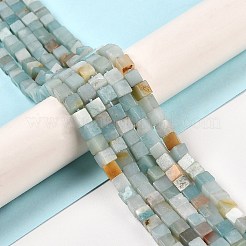 天然フラワーアマゾナイトビーズ連売り  キューブ  4~4.5x4~4.5x4~4.5mm  穴：0.8mm  約90個/連  15.20~15.35インチ（38.6~39cm）&nbsp;G-G002-A06