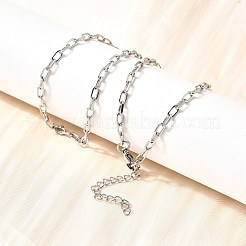 2.5mm 304ステンレススチールペーパークリップチェーンネックレス（女性・男性用）  変色しない  ステンレス鋼色  17.32インチ（44cm）&nbsp;NJEW-A054-03P