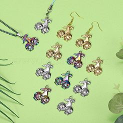 12個3色イオンプレーティング(IP)304ステンレスペンダント  スカルチャーム  ミックスカラー  25x21.5x3mm  穴：3mm  4個/カラー&nbsp;STAS-SZ0002-93