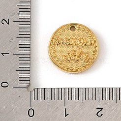 304ステンレススチールチャーム  フラワーラウンドフラワーチャーム  ゴールドカラー  15x3mm  穴：1.4mm&nbsp;STAS-Z205-01G-03