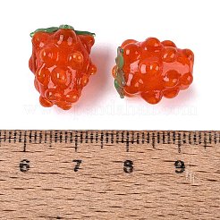 手作りランプワークビーズ  ラズベリー  レッドオレンジ  14.5~16.5x12.5~17.5x12.5~17.5mm  穴：1~1.8mm&nbsp;LAMP-N042-23C