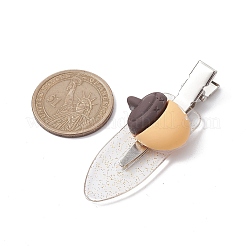 不透明樹脂製アリゲーターヘアクリップ  グリッター合金とプラスチッククリップ付き  女の子のための  松かさ  23x59x12mm&nbsp;PHAR-JH00100-02