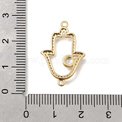 Brass Micro Pave Clear Cubic Zirconia Hollow Connector Charms&nbsp;KK-C255-02G