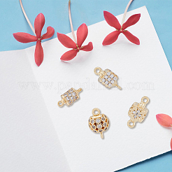 8Pcs 4 Styles Brass Micro Pave Clear Cubic Zirconia Connector Charms&nbsp;KK-DC0003-36