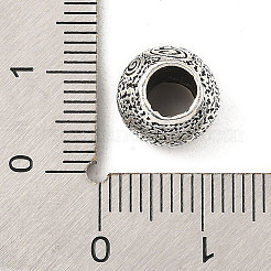 チベット風合金ヨーロピアンビーズ  大穴ビーズ  テクスチャ  ラウンド  アンティークシルバー  10mm  穴：5mm  約350個/1000g&nbsp;FIND-E041-03AS