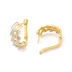 クリアキュービックジルコニア菱形フープピアス  女性のための真鍮のアクセサリー  カドミウムフリー＆鉛フリー  18KGP本金メッキ  20x16.5x8.5mm  ピン：0.8mm&nbsp;EJEW-P213-07G