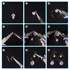 ボヘミア風イヤリング作りキット  真鍮のワイングラスチャームリングとピアスフックを含む  アクリル リーフ & ガラス ティアドロップ & ガラス ペンダント & ビーズ  合金製スタッドピアスパーツ  ゴールドカラー  270個/箱&nbsp;DIY-AR0003-03