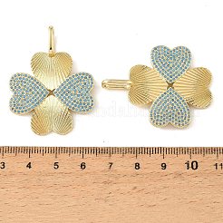 Brass Micro Pave Sky Blue Cubic Zirconia Pendants&nbsp;CU-CBA6938-07G-07