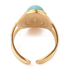 Oval Natural Amazonite Finger Rings&nbsp;RJEW-Z057-14G-04