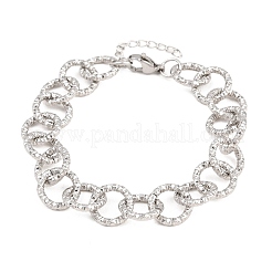 Hammered 304 Stainless Steel Rolo Chain Bracelets for Women&nbsp;BJEW-A160-10P