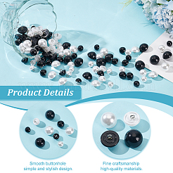 120個 6スタイル プラスチック模造パールボタン  真鍮パーツ  半円  ミックスカラー  9~16x9~12mm  穴：2~2.5mm  20個/スタイル&nbsp;FIND-PH0017-42