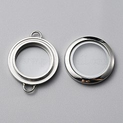 Flat Round 304 Stainless Steel Floating Lockets Connector Charms&nbsp;FIND-WH0032-57P-02