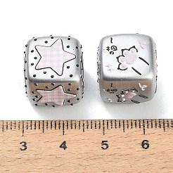 Printed Carved Opaque Acrylic Beads&nbsp;AC-CBADA7D-13