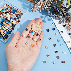 200個10色の天然溶岩石染めビーズ  ディスク  ヒシビーズ  ミックスカラー  6x3~3.5mm  穴：1.5mm  20個/カラー&nbsp;G-ME0001-12