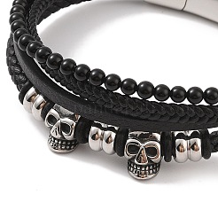 Braided Microfiber Leather Multi-strand Bracelets&nbsp;LS-BJEW-B096-06G