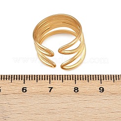 304ステンレススチール製調節可能な女性用オープンカフリング  ゴールドカラー  14mm  内径: 調節可能&nbsp;RJEW-K299-02G