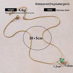 秋物 304ステンレススチール エナメル マッシュルームペンダントネックレス（女性用・男性用）  ゴールドカラー  ティール  14.96インチ（38cm）&nbsp;WX4736