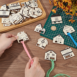 木製刺繍糸プレート1個セット  クロスステッチスレッディングボードツール  ハウス  湯通しアーモンド  32mm&nbsp;DIY-UN0006-68