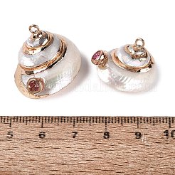 Electroplated Golden Brass Edged Natural Spiral Shell Pendants&nbsp;SSHEL-Q101-05